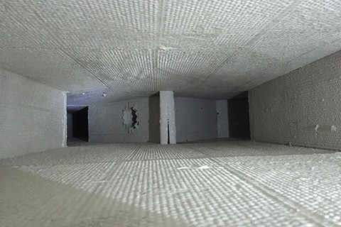 Inside of an air duct after air duct replacement in Boca Raton