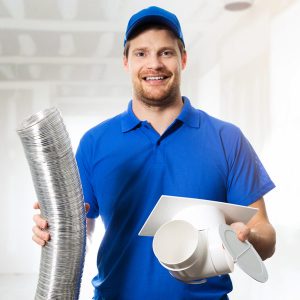 Service man ready to perform a Air duct cleaning service in Hallandale Beach 